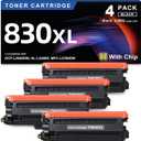 TN830XL Black Toner Cartridge Ink for HL-L2460DW Printer Replacement for Brother TN830 XL TN830 TN-830 Toner Set for DCP-L2640DW HL-L2460DWXL HL-L2405W MFC-L2820DW MFC-L2820DWXL, 4PK (with Chip)