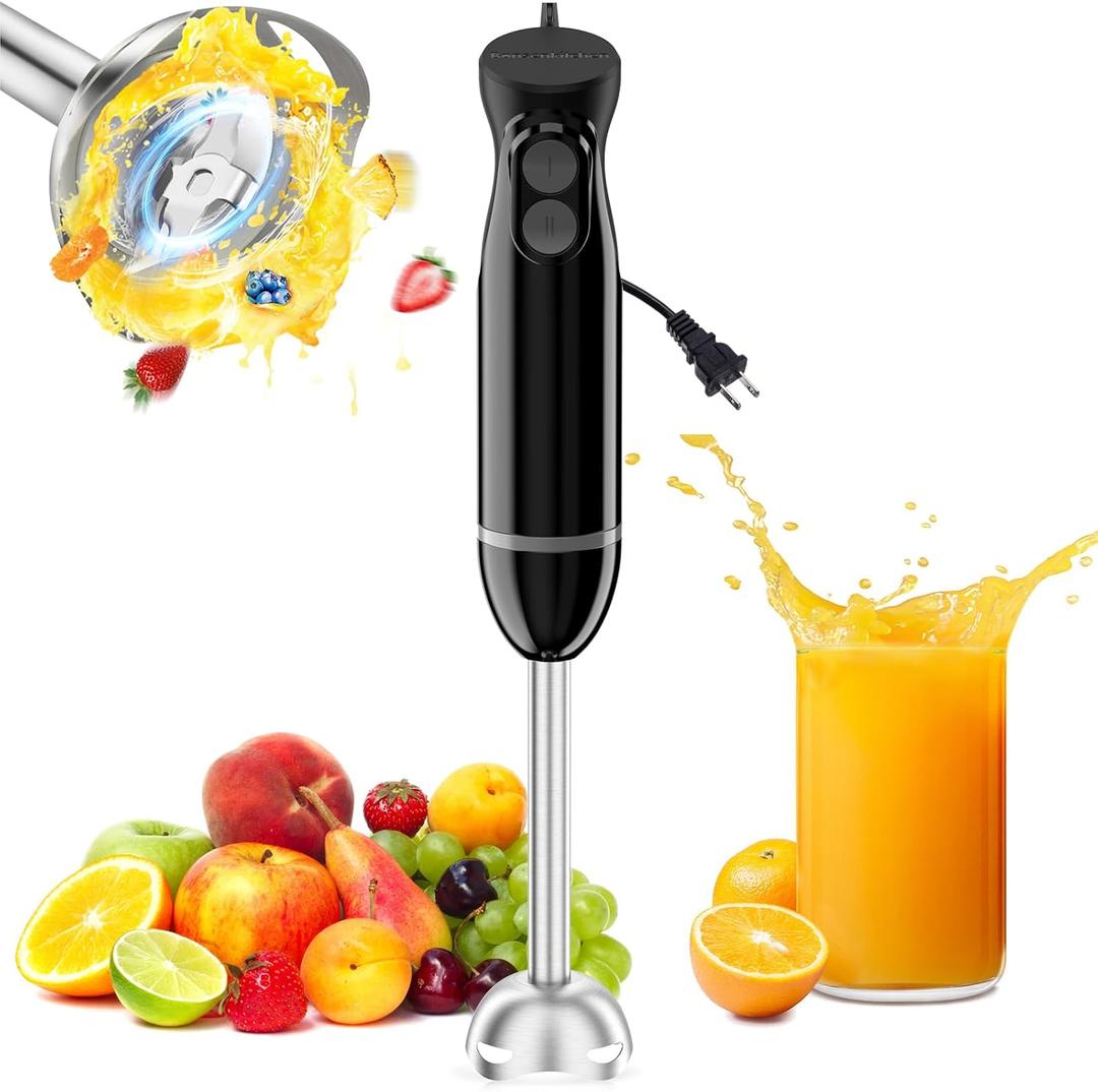 Bonsenkitchen Hand Blender, Immersion Blender with 2 Mixing Speed, Electric Handheld Mixer Portable Stick Mixer with Stainless Steel Blades for Soup, Smoothie, Puree, Baby Food Bonsenkitchen Hand Blender, Immersion Blender with 2 Mixing Speed, Electric Handheld Mixer Portable Stick Mixer with Stainless Steel Blades for Soup, Smoothie, Puree, Baby Food