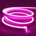 Lamomo LED Neon Flex, 16.4ft/5m Pink Neon Light Strip, 12V Flexible Waterproof Neon LED Strip, Silicone LED Neon Rope Light for Kitchen Bedroom Indoor Outdoor DecorationPower Adapter no Included
