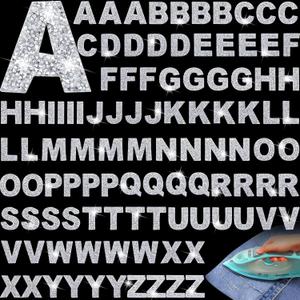 104 Pieces Rhinestone Iron on Letter Patches A-Z Letter Alphabet Patches Bling Iron on Letters Glitter Applique Patches for Clothing Shirt Jean Hat Shoe Bag Repair