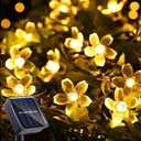 ITICdecor Solar Flower String Lights Outdoor Waterproof 50 LED Fairy Light Christmas Decorations for Garden Fence Patio Yard Christmas Tree, Home, Lawn, Wedding, Patio, Party Decoration (Warm White) Pack of 2