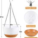 KPUVX 4 Pack Plastic Hanging planters for Indoor Plants,8 Inch Plant Pot Indoor Outdoor Hanging Baskets,Hanging Flower Pots with Drainage Holes and Chain for Garden Porch Plants(White)