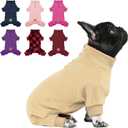 Сyeollo XL Dog Pajamas, Fleece Doggy Pjs Thermal Doggie Onesie Soft Stretchy Dog Pajamas Medium Size Dogs Winter Dogs Coat Pet Jammies Doggie Clothes in Cold Weather Female & Male, Beige XL (X-Large (chest Girth: 21"-25"))