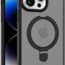 Matte Fold Bracket Case for iPhone 15 14 13 12 Pro Max 15 Plus 14Pro 15Pro Cover with Glass Camera Protector, Black, for iPhone 15
