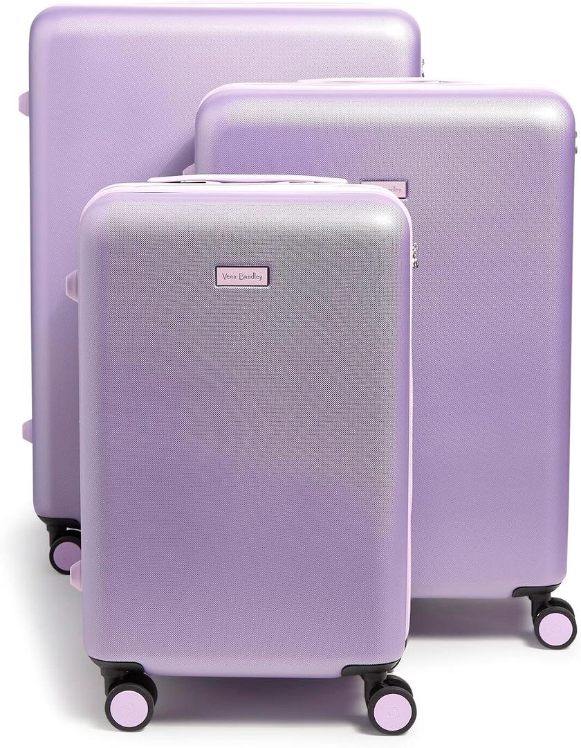 Vera Bradley Women's Hardside Rolling Suitcase Luggage, Purple Shimmer, 22" Carry On, 26" Check In, & 29" Check In