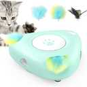 Pawaboo Interactive Cat Toys, Automatic Cat Exercise Teaser Toy with 3 Replacement Rotating Feathers, Automatic Electronic Rotating Teaser Kitten Toy for Indoor Cats, Kitty, Pet - Lake Blue