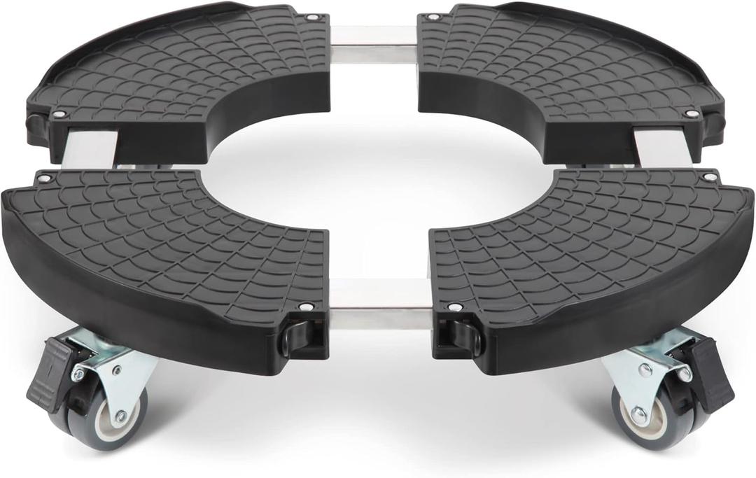 W B D WEIBIDA Plant Stand with Wheels Heavy Duty, Adjustable 15 to 21 Inch Pot Roller Base, Rolling Planter Caddy for Large Flower Pots, 440 Lbs Capacity Round Dolly Cart for Indoor/Outdoor Use