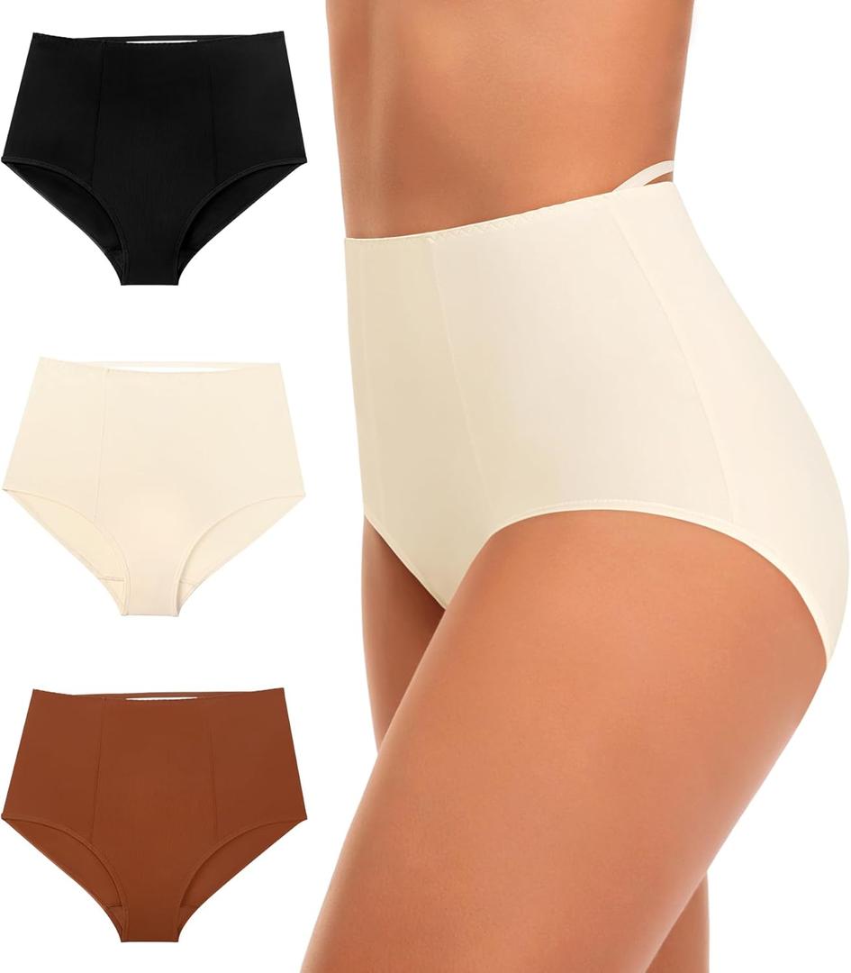 CULAYII High Waisted Underwear for Women Cotton No Muffin Top Full Coverage Briefs Soft Stretch Ladies Panties 5 Pack (X-Large)
