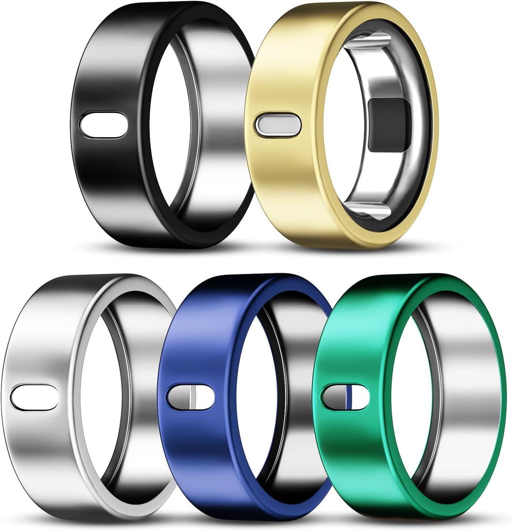 5 Pack Cover Compatible with Oura Ring Gen 4/Oura Ring Gen 3/3 Horizon, Surport Charging with Cover on, Anti-Scratch TPU Protector for Women Men (Black+Silver+Gold+Blue+Green, Size 9)