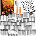 49PCS Pumpkin Carving Kit for Helloween, Easy & Safe Pumpkin Carving Tools for Kids, 23PCS Stainless Steel Stencils with 2 Carving Tools and 24 Bat Stickers for Halloween Decoration