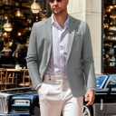 Vssjavun Blazer for Men Casual Suit Jackets Lightweight Sport Coat One Button Slim Fit Suits (Gray, L)