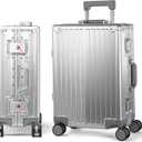 UrbanExplorer 24Inch All Aluminum Check In Luggage Heavy Duty Hard Shell Suitcases with Spinner Wheels, Zipperless Suitcase with TSA Lock, Large Luggage for Business Travel, Sliver