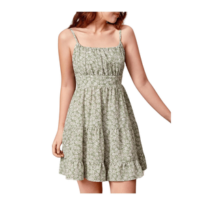 Girl's Summer Dress Floral Ruffle Hem Spaghetti Strap Ruched Bust Cami Short Dress Sundress