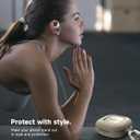 SURITCH for SHOKZ OpenFit Case Cover, Shockproof Magnetic Cases for SHOKZ OpenFit Open-Ear Earbuds True Wireless Bluetooth Headphones, Protective Cover with Magnetic Lid Lock & Carabiner, White