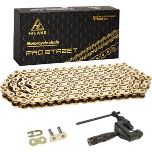 420H Motorcycle Chain 132 Links Non O-Ring with Connecting Master Link and Chain Breaker Heavy Duty Drive Chain for Motorcycle Bicycle Go Kart Mini Trail Bike