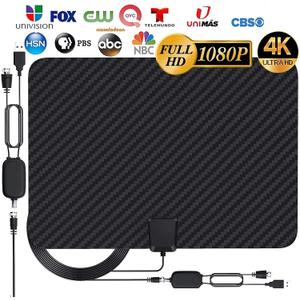 TV Antenna,[2020 Updated] Indoor TV Antenna/TV Aerial for Digital Freeview 4K 1080P HD VHF UHF for Local Channels 90-150 Miles Range with Signal Amplifier Support All TVs - 18FT Coax Cable