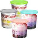 Advantez Replacement For Ninja Creami Deluxe Pints and Lids-4 Pack, 24oz Reusable Ice Cream Containers Dishwasher Safe, Compatible With NC501 NC500 Series 11-In-1 Ninja Ice Cream Maker (grey/pink/blue/green)