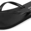 shevalues Slim Flip Flops for Women Beach Rubber Shower Shoes Basic Thong Sandals (Black)
