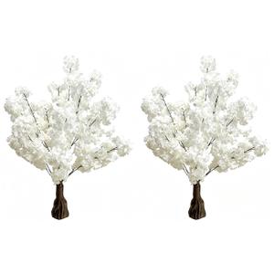 Artificial Cherry Blossom Tree 3.6ft –2 Pack White Faux Cherry Tree for Wedding Backdrop, Party Decoration, Home Living Room, Office Table, Indoor Floral Display