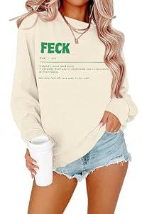 SFHFY Women St. Patrick's Day Sweatshirts Shamrock Sweater Funny Irish Ireland Sayings Long Sleeve Shirt Tops Apricot, S