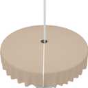 QueenKer Light Khaki Outdoor Tablecloth with Umbrella Hole and Zipper, Solid Color Table Cover for Round Tables Waterproof Tabletop Collection for Patio, Garden, Picnic, Camping 60R