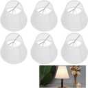 Chandelier Shades Set Of 6, Clip On Lamp Shade For Candelabra Bulbs, 5.9" X 5.1" X 3" White Natural Linen Mini Barrel Replacement Shades