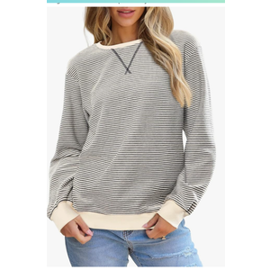 SHEWIN Womens Striped Sweatshirt Crewneck Casual Long Sleeve Pullover Tops Trendy 2025(m)
