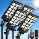 Solar Street Lights Outdoor Waterproof, 30000LM 6500K LED Motion Sensor Lights, Solar Flood Lights with Remote, Dusk to Dawn Solar-Powered Parking Lot Light, Commercial Area Lighting for Yard, 4-Pack