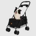 Pet Stroller, One-Click Folding Portable Folding Dog Stroller, Sunshade, Storage Bag, Waterproof Oxford Fiber, Pet Stroller for Small Dogs up to 33 lbs, Black ﻿