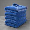 Mellowdy Extra Thick Hearty Plush Flannel Blanket (Sapphire Blue, 90x90) - 500GSM Queen Size Warm Blanket for Winter, Fall | Soft, Fluffy, Cuddly, Perfect for Bed, Oversized Throw for Couch, Sofa