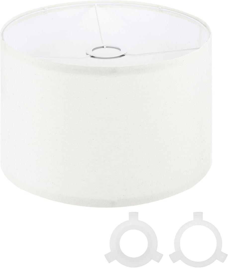 PATIKIL Drum Lamp Shades for Table Lamps 12"x12"x8" Linen Lampshade Easy Assembly Lamp Shade with E27 to E26/E14 Adapters for Floor Lamps Bedside Lamps Pendant Lights, Beige (1.65" Spider)