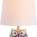 JONATHAN Y JYL3014A Justina 16" Ceramic Mini LED Table Lamp Cottage,Transitional for Bedroom, Living Room, Office, College Dorm, Coffee Table, Bookcase, Blue/White (Single)