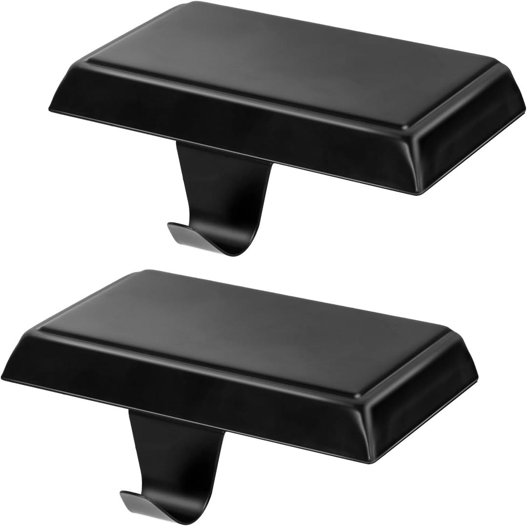 Guccde Christmas Stocking Holders Bases, Mantel Christmas Stocking Hangers, Metal Hanging Hooks Weighted Hangers for Fireplace Xmas Holiday Decoration Black of 2