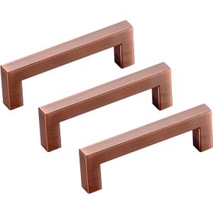 30 Pack 3 3/4 Inch Hole Center Antique Copper Stainless Steel Square Cabinet Pulls Cabinet Handles Drawer Handles Cupboard Handles