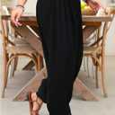 OYOANGLE Women's Plus Size Harem Pants Boho Lounge Pants Loose Fit Barrel Leg Palazzo Trousers (Black, L)