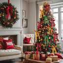 3 x 24 Pcs Satin Ribbon Bows, Christmas Tree Bows Wreath Bows Tree Topper Bow for Door Windows Garland Xmas Home Wedding Decorations Indoor Outdoor (DarkRedDarkGreenKhaki)