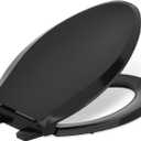 KOHLER 4636-RL-7 Cachet ReadyLatch Elongated Toilet Seat Slow Close, Soft Close Toilet Seat Quiet Lid, Contoured Grip-Tight Bumpers Installation Hardware, Apartment Essentials, Black