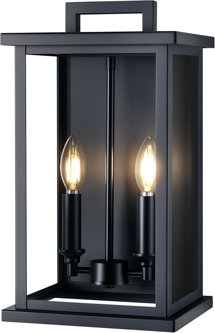 Large Outdoor Sconce Garage Lights Modern Outdoor Wall Light Exterior Wall Lantern Lights for House,Front Porch,2-Light Patio Wall Light Fixture with Thick Glass Shades E12 Waterproof 1 Pack