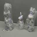 Threehoney 3 Pcs Easter Bunny Decorations Chinoiserie Blue and White Floral Rabbit Figurines 15.5/13/10 Inch Easter Bunny Centerpieces for Table Mantel Decor Spring Farmhouse Home Office Holiday Party (Large)