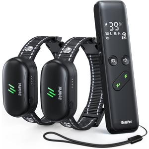 Dog Training Collar - 2 Dogs Shock Collar for Large Dog with Remote 1600ft, 3 Training Modes, Rechargeable IPX7 Waterproof Electric Dog Collar for Small Medium Large Dogs (Deep Black)