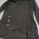 XIEERDUO Tunic Sweaters for Women Long Sleeve Shirts Crew Neck Tops with Buttons Fall Fashion Outfits Winter Clothing (Medium, Black)