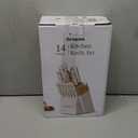 Knife Set,Astercook Kitchen Knife Set with Block 14-Piece Full Tang Stainless Steel Knives with Sharpener Dishwasher Safe and Anti-Slip Ergonomic Handle Elegant Cream White Utensils Set