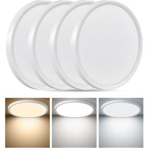 4PK 12 Inch LED Flush Mount Ceiling Light, 24W, 2520LM, 3000K/4000K/6000K CCT Selectable, 0.9inch Super Slim LED Ceiling Light Fixtures, Low Profile Round Flat Panel Light for Bedroom,Kitchen,Hallway