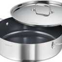 Tramontina Utsava Tri-Ply Clad Stainless Steel 6.5-Quart Casserole with Lid and Ceramic Non Stick Interior, Induction-Ready Large Braiser Pan