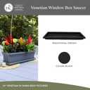 The HC Companies Venetian Rectangular Plant Tray - Lightweight Plastic Plant Saucer - Plant Drip Trays for Drainage - UV Resistant Pot Saucer for Indoor & Outdoor Use (23.5" Black, Pack of 1)