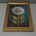 Vintage Gold Framed Dandelion Canvas Wall Art, Teal Background Botanical Oil Painting Print, Retro Moody Botanical Picture Poster Country Farmhouse Wall Decorfor Home Living Room Bedroom12x16in