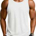 TACVASEN Men's Workout Tank Tops Sleeveless UPF 50+ Summer Sun Shirts Quick Dry for Running Swim Gym Beach (White, XL)