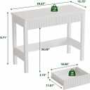 woodtalks Fluted White Desk with 2 Drawers - 39 Inch Small Computer Desk with Storage, Compact Writing Desk for Small Spaces, Modern White Bedroom Desk
