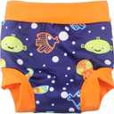 Leideur Baby Swim Nappies for Kids Cover Diaper High-Waisted Swimming Shorts (2-3 Years, Blue (Fish))