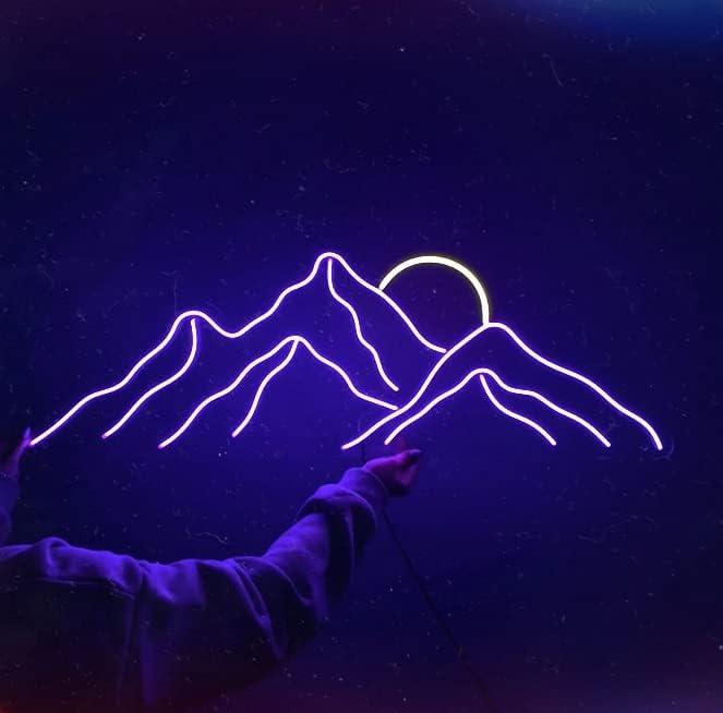 LED Decorative Lights USB Mountains Sunrise Sunset Led Neon Signs Home Decoration Wall Art Holiday Gift Brightness Adjustable 16.5''x11.8'' (style 17)